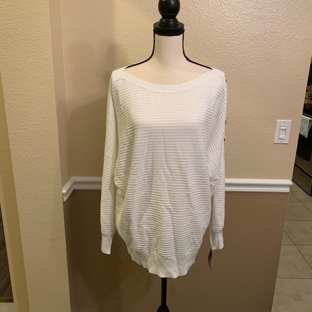 JM Collection Cool Hues Winter White Sweater XL
